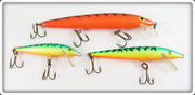 Rapala Fire Tiger & Orange Tiger Minnow Lot Of Three Lures