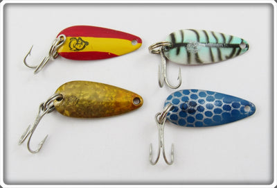 Eppinger Red/Yellow, Blue/Black, Blue/Silver & Gold Dardevle Skeeter Lot Of Four