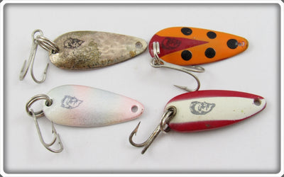 Eppinger Pearl, Orange/Black, Red/White & Silver Dardevle Skeeter Lot Of Four