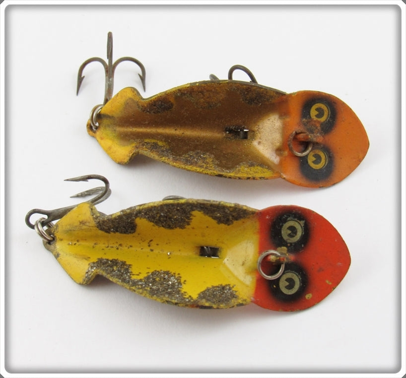 Vintage Buck Perry Yellow With Glitter Spoonplug Lure Pair For Sale