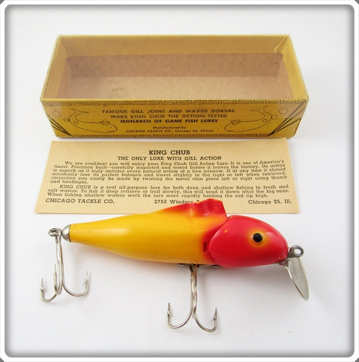 Vintage Chicago Tackle Co Yellow & Red King Chub Lure In Box 403 