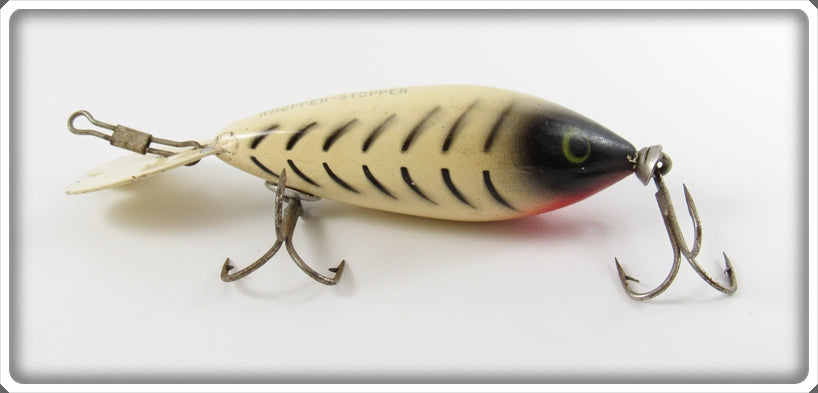 Vintage Whopper Stopper White Black Ribs Model 100 Lure 