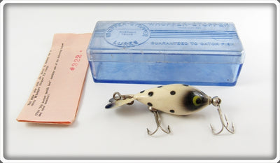 Whopper Stopper White Black Spots Model 300 Lure In Box