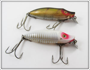 Heddon White Shore & Perch Early River Runt Spook Floater Pair