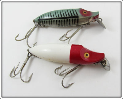 Heddon Green Shore & Red Head White River Runt Spook Floater Pair