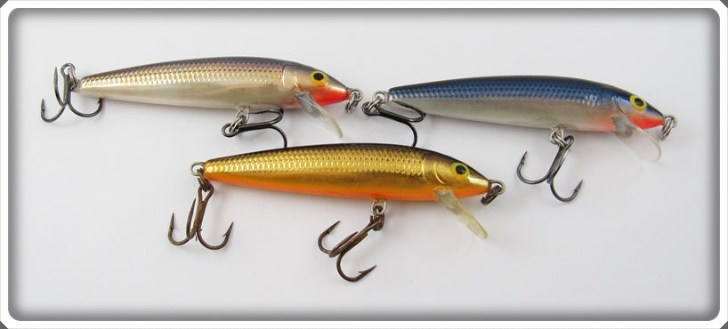 Rapala Gold & Blue Husky Jerk Lot Of Three