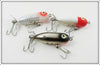 Heddon White Shore, Red/White, & Black Chrome Tiny Torpedo Lot Of Three