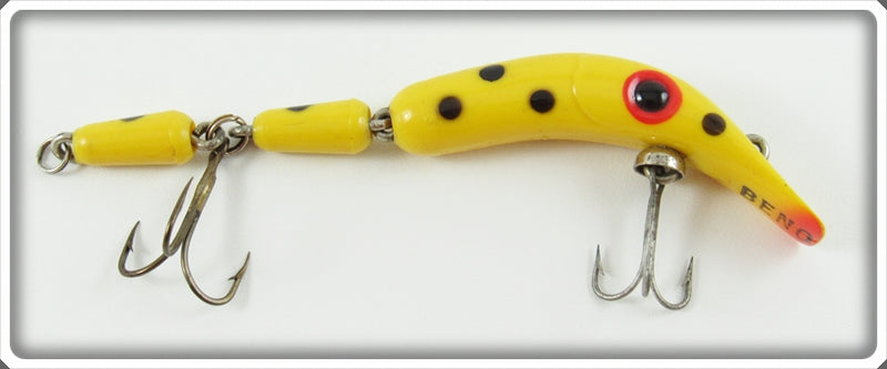 beno fishing lures for sale Vintage Mill Run Products Co Yellow Black Spots Beno Eel Lure For Sale