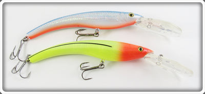 Yellow & Silver/Blue Reef Runner Type Crankbait Lure Pair 