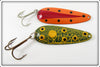 Lou J Eppinger Frog & Orange Black Spots Dardevle Spoon Pair 