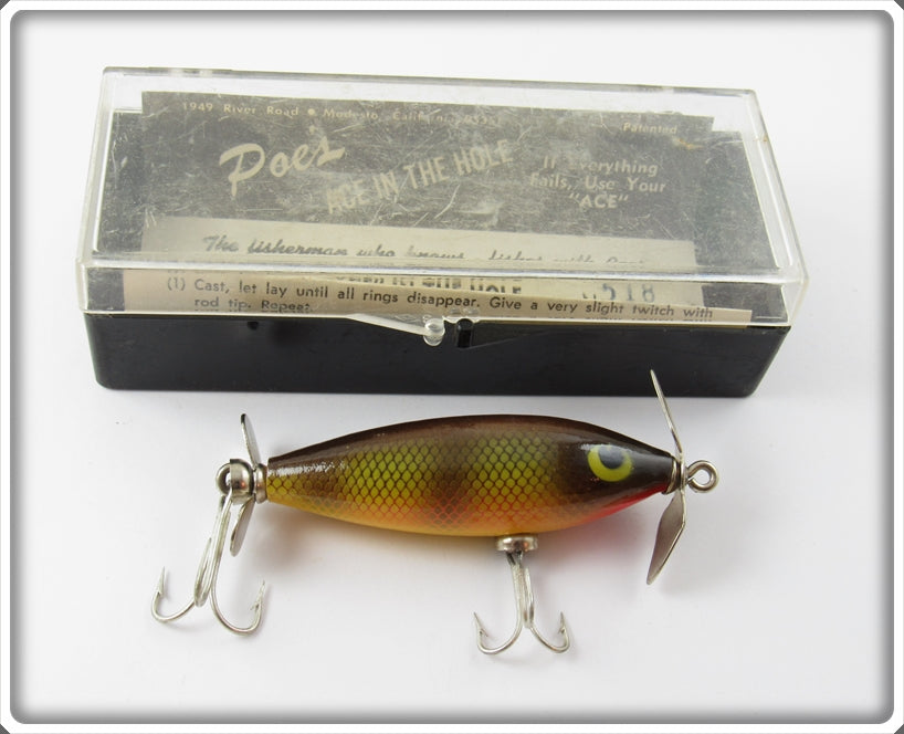 Vintage Poe's Yellow Perch Ace In The Hole Lure No. 518 In Box