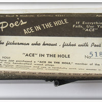 Vintage Poe's Yellow Perch Ace In The Hole No. 518 In Correct Box