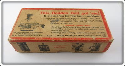 Vintage Heddon White & Red Shore River Runt Lure Empty Box