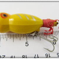 Arbogast Yellow Silver Ribs 1/4 Oz Hula Popper In Box