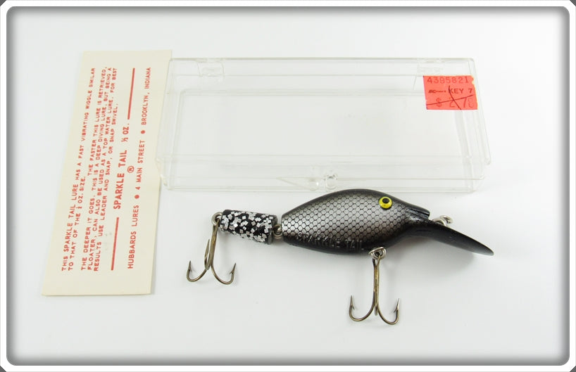 Vintage Hubbard Black Sparkle Tail Lure In Box