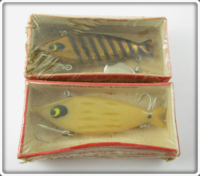 Vintage Smithwick Bone & Gold Black Stripes Water Gater Lure Pair