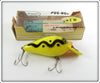 Vintage Fred Arbogast Yellow Snake Line Pug Nose Lure In Box