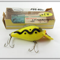 Vintage Fred Arbogast Yellow Snake Line Pug Nose Lure In Box