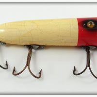 Vintage Heddon Red & White Tack Eye Lucky 13 Lure