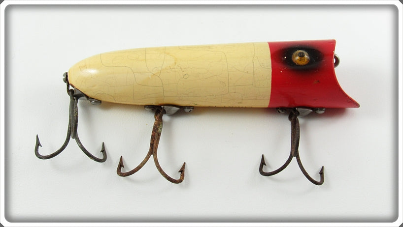 Vintage Heddon Red & White Tack Eye Lucky 13 Lure