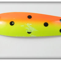 Lucky Strike Yellow Orange Black Dots 6.5" Canoe Wobbler Spoon Lure