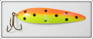 Lucky Strike Yellow Orange Black Dots 6.5" Canoe Wobbler Spoon Lure