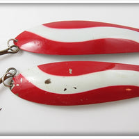 Lucky Strike Red & White 6.5" Canoe Wobbler Spoon Lure Pair