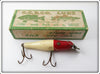 Vintage C.C.B.CO. Creek Chub Red & White Baby Pikie Lure In Box