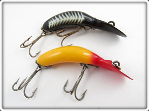 Heddon Red Head Yellow & Black Shore Tadpolly Spook Pair