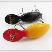 Heddon Red Head Yellow & Black Shore Tadpolly Spook Pair