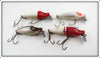 Heddon River Runt Lot Of Four: Red/White, White Shore, & Shiner Scale