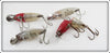 Heddon River Runt Lot Of Four: Red/White, White Shore, & Shiner Scale