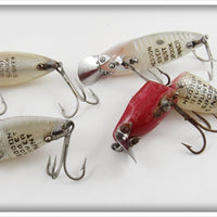 Heddon River Runt Lot Of Four: Red/White, White Shore, & Shiner Scale