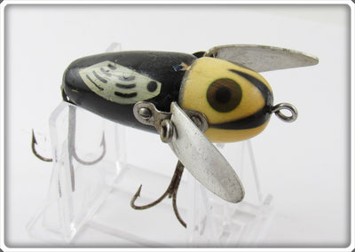 Vintage Heddon Black Pupil White Head Crazy Crawler Lure 2120 BWH