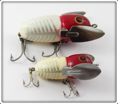 Vintage Heddon Red & White Shore Tiny Crazy Crawler Lure 2120 XRW