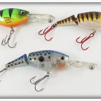 Green Tiger, Gold Tiger, & Spotted Jointed Minnow Lot Of Three Lures