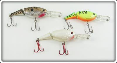Spotted, Green Crawdad & White Jointed Minnow Lot Of Three Lures