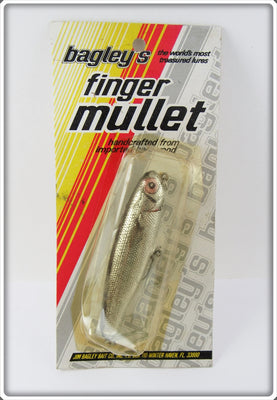 Vintage Bagley Black On Silver Finger Mullet Lure On Card