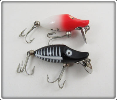Heddon Red Head White & Black Shore Tiny Runt Pair