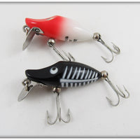 Heddon Red Head White & Black Shore Tiny Runt Pair