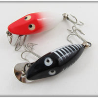 Heddon Red Head White & Black Shore Tiny Runt Pair