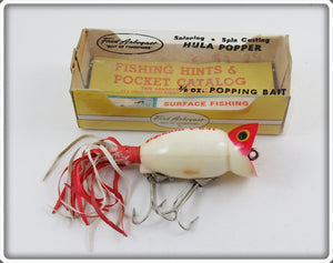 Arbogast Red & White Hula Popper In Box