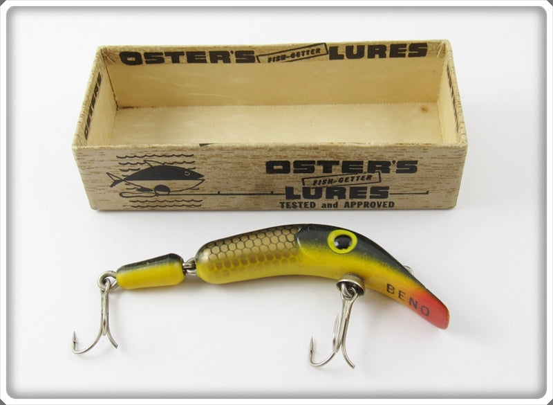 beno fishing lure Vintage Oster's Fish Getter Gold Scale 300 Beno Lure In Box For Sale