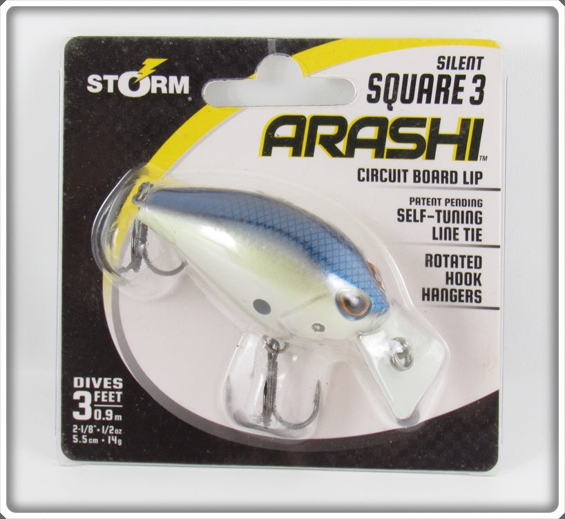 Storm Hot Blue Shad Arashi Silent Square 3 Lure On Card 