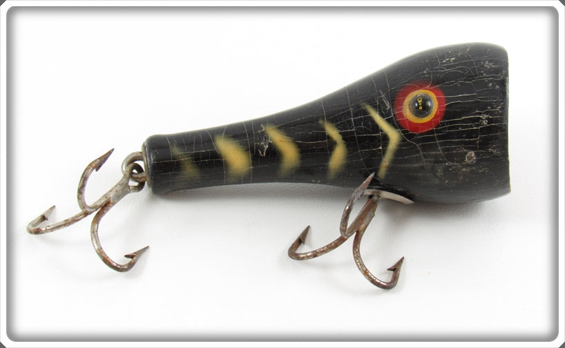 clark water scout fishing lure lot 35 Vintage Clark's Black White Ribs Popper Scout Lure For Sale