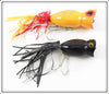 Fred Arbogast Yellow & Black Hula Popper Lure Pair