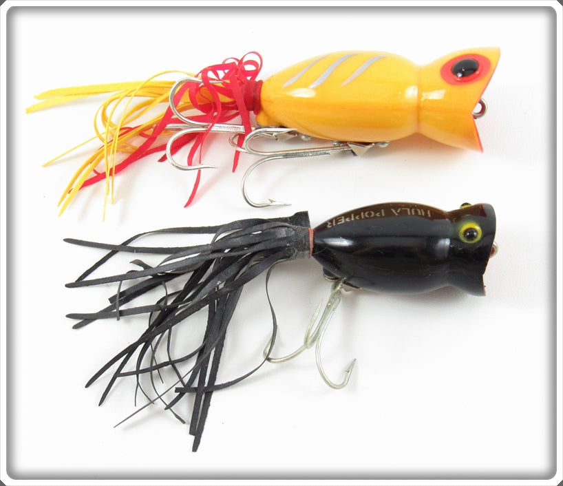 Fred Arbogast Yellow & Black Hula Popper Lure Pair