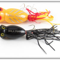 Fred Arbogast Yellow & Black Hula Popper Pair