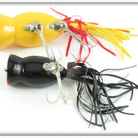 Fred Arbogast Yellow & Black Hula Popper Pair