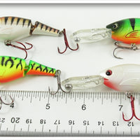 Cabela's Fisherman Series Fluorescent Green, White & Tiger Jointed Shad Lot Of Four